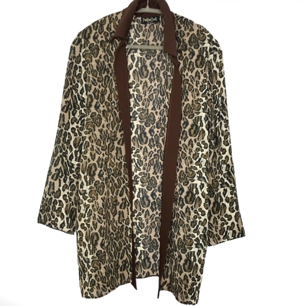 Vintage Animal Print Duster Jacket
